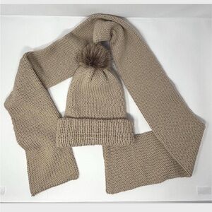 Beige Knit Hat and Scarf Set
